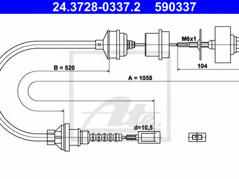 Cablu ambreiaj PEUGEOT BOXER platou / sasiu (ZCT_) (1994 - 2002) ATE 24.3728-0337.2
