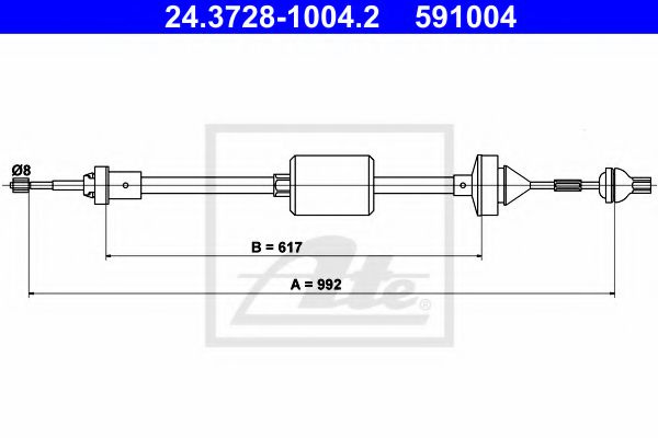 Cablu ambreiaj RENAULT CLIO I (B/C57, 5/357) (1990 - 1998) ATE 24.3728-1004.2 piesa NOUA