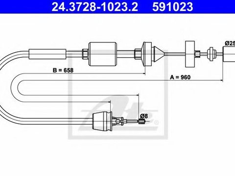 Cablu ambreiaj RENAULT SYMBOL I (LB0/1/2) (1998 - 2008) ATE 24.3728-1023.2 piesa NOUA