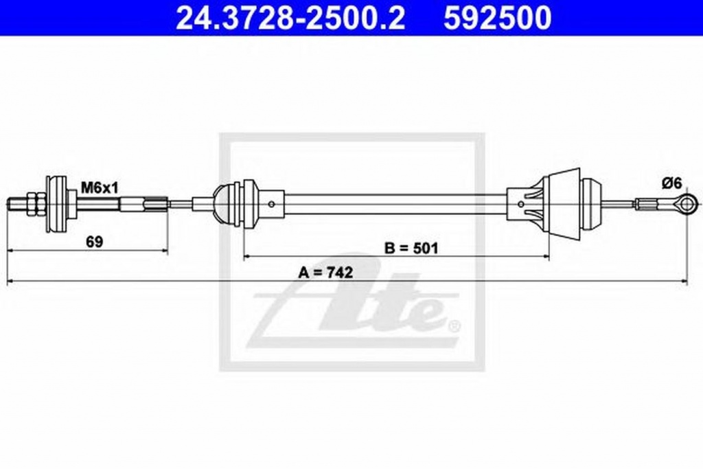 Cablu ambreiaj VW CADDY II pick-up 9U7 ATE 24372825002