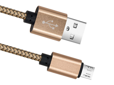 CABLU DATE INCARCARE USB LA MICRO USB 1M 2A GOLD ⭐⭐⭐⭐⭐