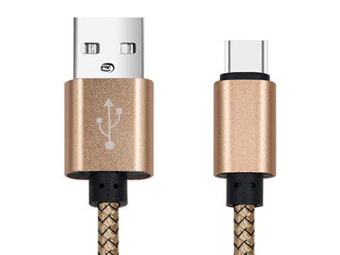 CABLU DATE INCARCARE USB LA TYPE-C 1M 2A GOLD ⭐⭐⭐⭐⭐