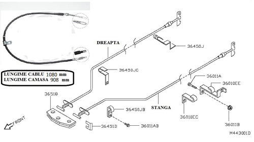 Cablu frana de mana (108 cm) pentru Niss