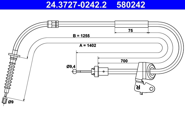 Cablu frana de mana ATE MINI MINI cupe (R58) 2010-2015 - 24.3727-0242.2