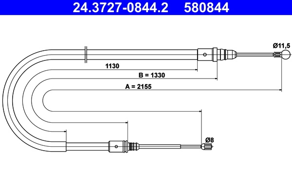 Cablu frana de mana ATE PEUGEOT 407 cupe (6C_) 2005-2014 - 24.3727-0844.2
