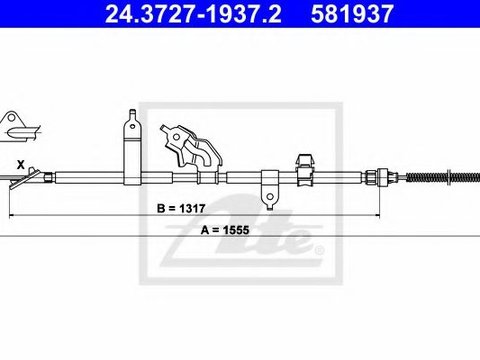 Cablu frana de mana TOYOTA YARIS/VITZ (SCP9_, NSP9_, KSP9_, NCP9_, ZSP9_) (2005 - 2016) ATE 24.3727-1937.2