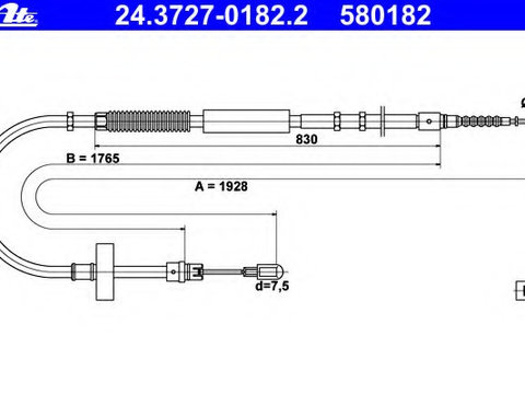 Cablu frana de parcare 24 3727-0182 2 ATE pentru Audi A4