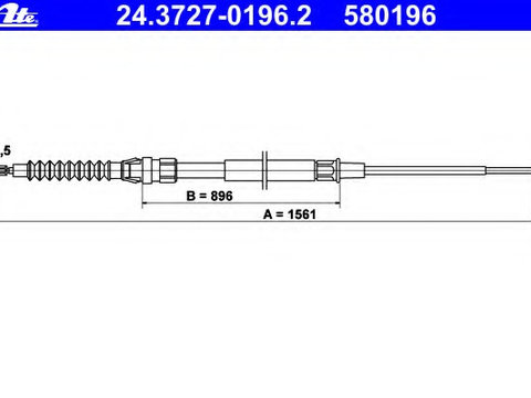 Cablu frana de parcare 24 3727-0196 2 ATE pentru Vw Touran