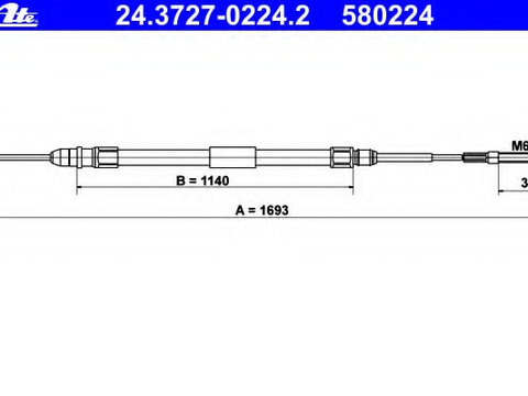 Cablu frana de parcare 24 3727-0224 2 ATE pentru Bmw Seria 3