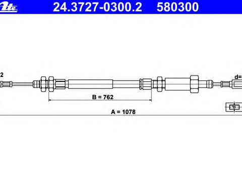 Cablu frana de parcare 24 3727-0300 2 ATE pentru Fiat Ducato Peugeot Boxer CitroEn Jumper CitroEn Relay