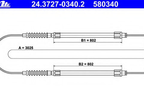 Cablu frana de parcare 24 3727-0340 2 ATE pentru Fiat Ducato Peugeot Boxer CitroEn Jumper CitroEn Relay