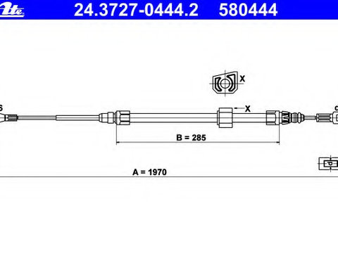 Cablu frana de parcare 24 3727-0444 2 ATE pentru Mercedes-benz Sprinter Vw Lt