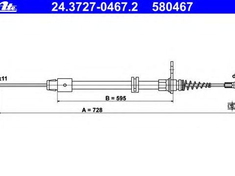 Cablu frana de parcare 24 3727-0467 2 ATE pentru Mercedes-benz C-class Mercedes-benz E-class