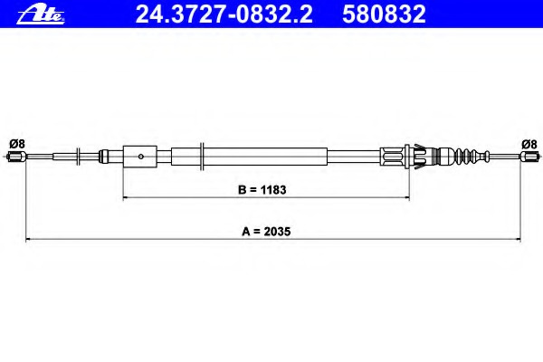 Cablu frana de parcare 24 3727-0832 2 ATE pentru Peugeot 307 CitroEn C4