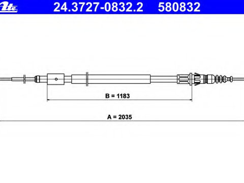 Cablu frana de parcare 24 3727-0832 2 ATE pentru Peugeot 307 CitroEn C4