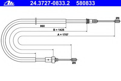 Cablu frana de parcare 24 3727-0833 2 ATE pentru P