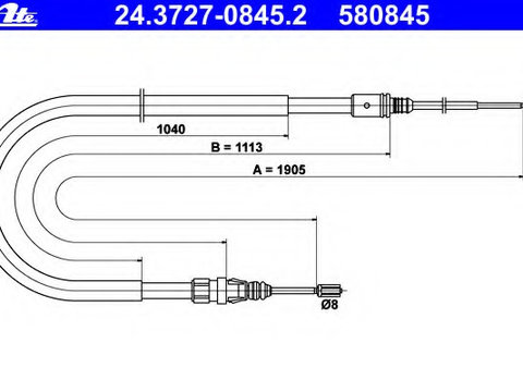 Cablu frana de parcare 24 3727-0845 2 ATE pentru Peugeot 207