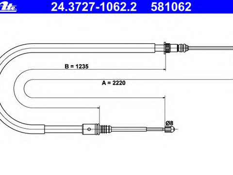 Cablu frana de parcare 24 3727-1062 2 ATE pentru Renault Laguna