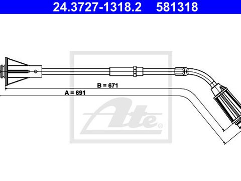 Cablu frana de parcare 24 3727-1318 2 ATE pentru Volvo S80