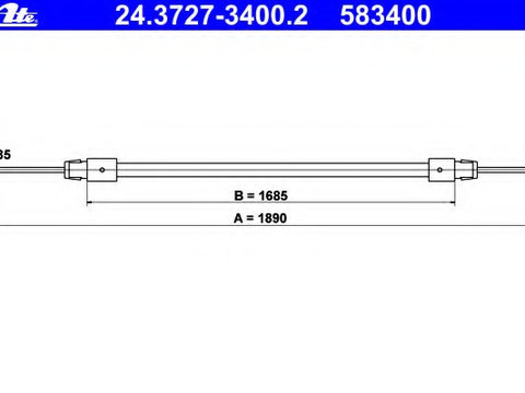 Cablu frana de parcare 24 3727-3400 2 ATE pentru Audi Q7 Vw Touareg