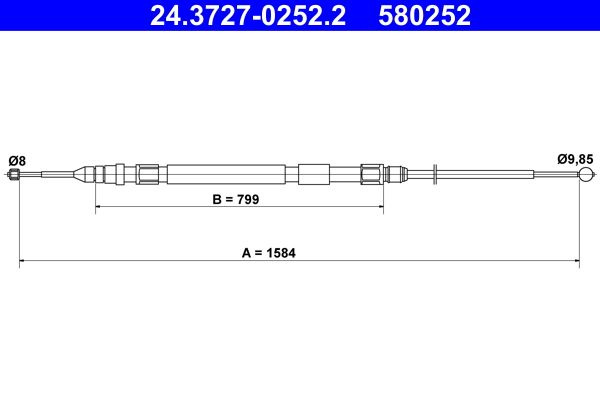 Cablu, frana de parcare ATE 24.3727-0252.2