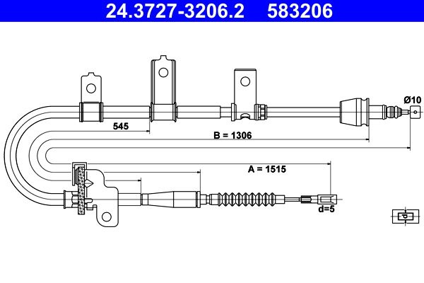 Cablu, frana de parcare ATE 24.3727-3206.2