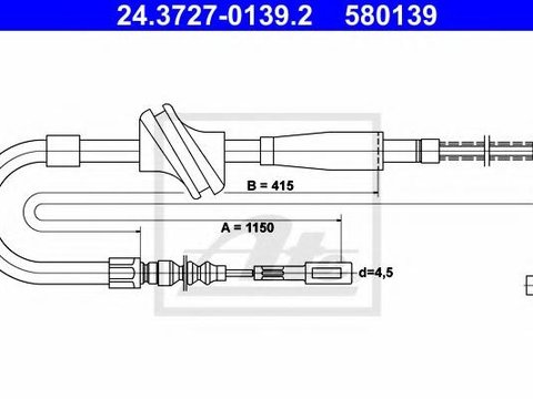 Cablu, frana de parcare AUDI 4000 (81, 85, B2), AUDI 90 limuzina (81, 85, B2), AUDI COUPE (81, 85) - ATE 24.3727-0139.2