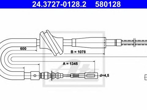 Cablu, frana de parcare AUDI 4000 (89, 89Q, 8A, B3), AUDI 90 limuzina (89, 89Q, 8A, B3) - ATE 24.3727-0128.2