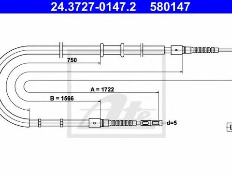 Cablu, frana de parcare AUDI 90 (8C, B4), AUDI 80 Avant (8C, B4) - ATE 24.3727-0147.2