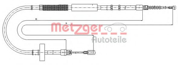 Cablu, frana de parcare AUDI A4 (8EC, B7) (2004 - 2008) METZGER 10.7537