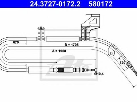 Cablu, frana de parcare AUDI A6 limuzina (4B2, C5), AUDI A6 Avant (4B5, C5) - ATE 24.3727-0172.2