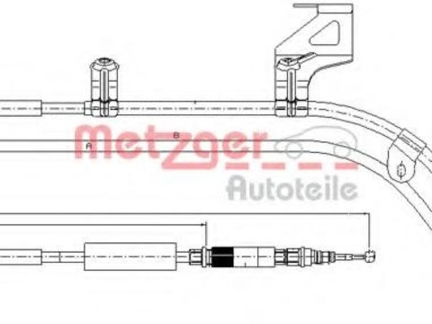 Cablu, frana de parcare AUDI A6 limuzina (4B2, C5), AUDI A6 Avant (4B5, C5) - METZGER 10.7585