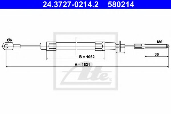 Cablu, frana de parcare BMW 3 cupe (E36) (1992 - 1999) ATE 24.3727-0214.2