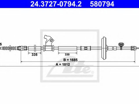 Cablu, frana de parcare CHEVROLET CRUZE (J300) (2009 - 2020) ATE 24.3727-0794.2