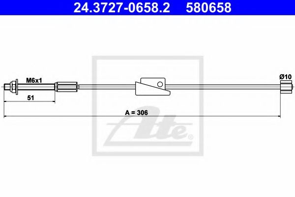 Cablu, frana de parcare FORD FIESTA V (JH, JD) (2001 - 2010) ATE 24.3727-0658.2 piesa NOUA