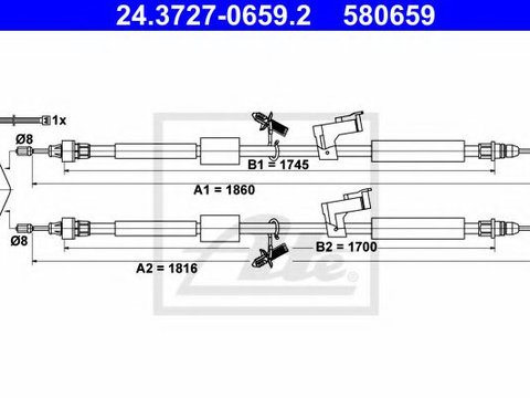 Cablu, frana de parcare FORD FOCUS C-MAX (2003 - 2007) ATE 24.3727-0659.2