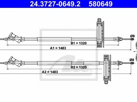 Cablu, frana de parcare FORD FOCUS (DAW, DBW) (1998 - 2007) ATE 24.3727-0649.2 piesa NOUA