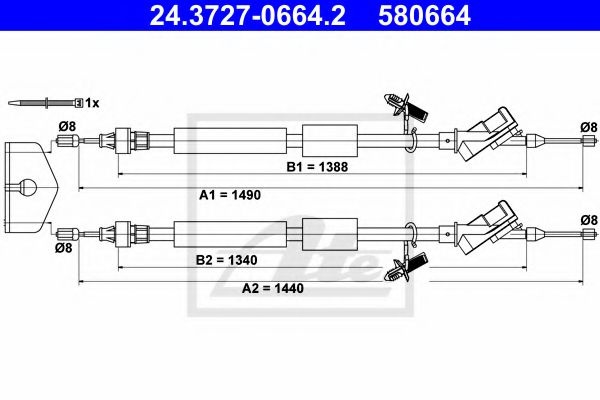 Cablu, frana de parcare FORD FOCUS II (DA) (2004 - 2012) ATE 24.3727-0664.2 piesa NOUA