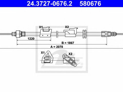 Cablu, frana de parcare FORD S-MAX (WA6) (2006 - 2020) ATE 24.3727-0676.2