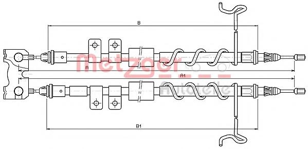 Cablu, frana de parcare FORD TRANSIT CONNECT, FORD TRANSIT CONNECT (P65_, P70_, P80_) - METZGER 10.5337