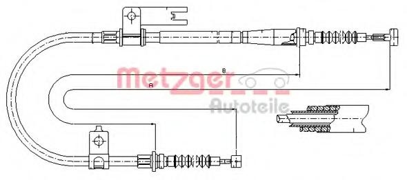 Cablu, frana de parcare MAZDA 626 Mk V (GF), MAZDA 626 Mk V hatchback (GF), MAZDA ETUDE VI (BJ) - METZGER 17.0596