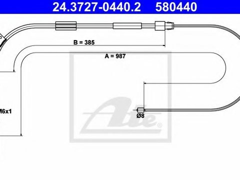 Cablu, frana de parcare MERCEDES A-CLASS (W168) (1997 - 2004) ATE 24.3727-0440.2 piesa NOUA