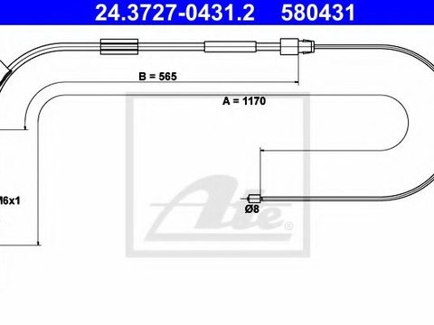 Cablu, frana de parcare MERCEDES A-CLASS (W168) (1997 - 2004) ATE 24.3727-0431.2 piesa NOUA