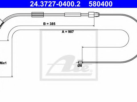 Cablu, frana de parcare MERCEDES-BENZ A-CLASS (W168) (1997 - 2004) ATE 24.3727-0400.2