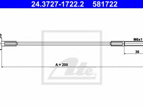 Cablu, frana de parcare NISSAN NOTE (E11) (2006 - 2013) ATE 24.3727-1722.2 piesa NOUA