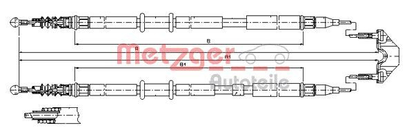Cablu frana de parcare # Opel Astra 2004 2005 2006 2007 2008 2009 2010 # 11 5952 # METZGER