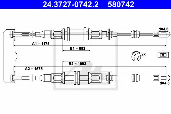 Cablu, frana de parcare OPEL ASTRA F Combi (51, 52) (1991 - 1998) ATE 24.3727-0742.2 piesa NOUA
