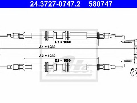 Cablu, frana de parcare OPEL ASTRA G cupe (F07_) (2000 - 2005) ATE 24.3727-0747.2