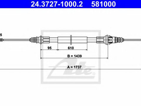 Cablu, frana de parcare OPEL MOVANO caroserie (F9) (1999 - 2016) ATE 24.3727-1000.2