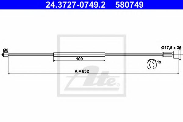 Cablu, frana de parcare OPEL TIGRA TwinTop (2004 - 2016) ATE 24.3727-0749.2